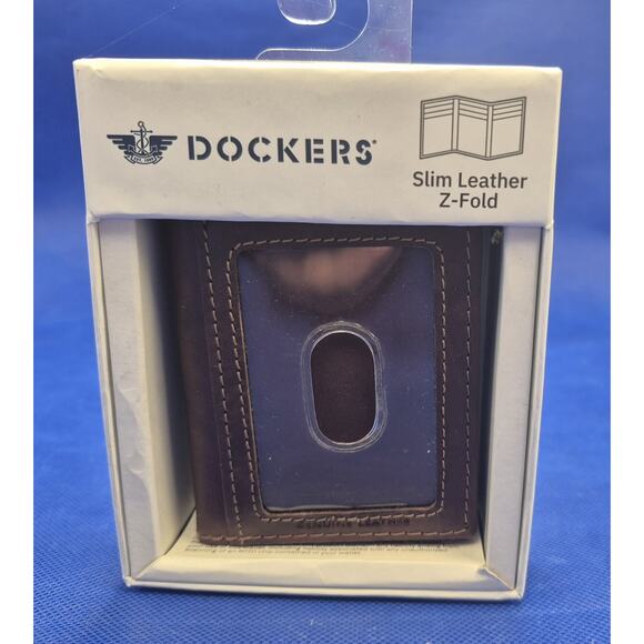 Dockers Slim Z-Fold Leather Wallet RFID 4x3" NEW In Box - Picture 1 of 9